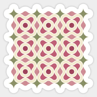 Retro Floral Pattern - Pink & Green Sticker